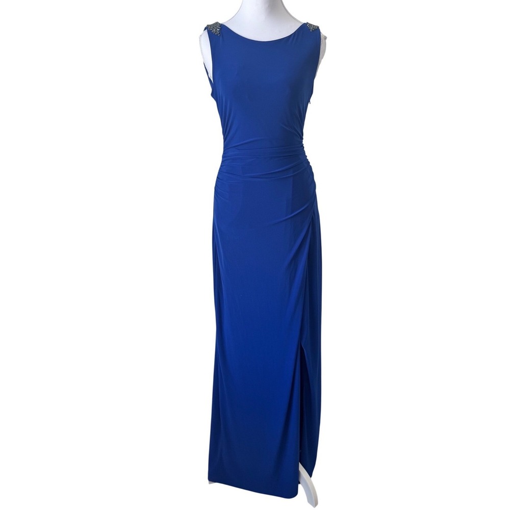 Laundry by Shelli Segal Blue Dress Formal Maxi Gown Homecoming Dress Sz 2